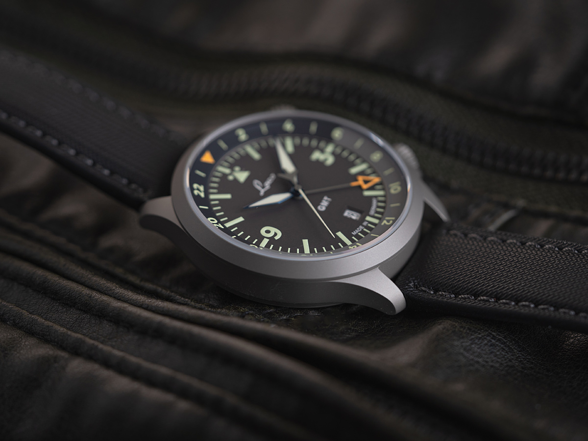 Pilot Watches Special Models by Laco Watches Model FRANKFURT GMT SCHWARZ